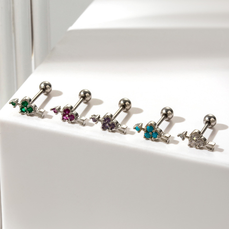 1 Piece Simple Series Classic Heart Titanium Steel No Plating Material Zircon Women Stud Earrings